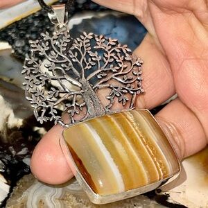 Tree of Life Botswana Agate Pendant 2 1/2”